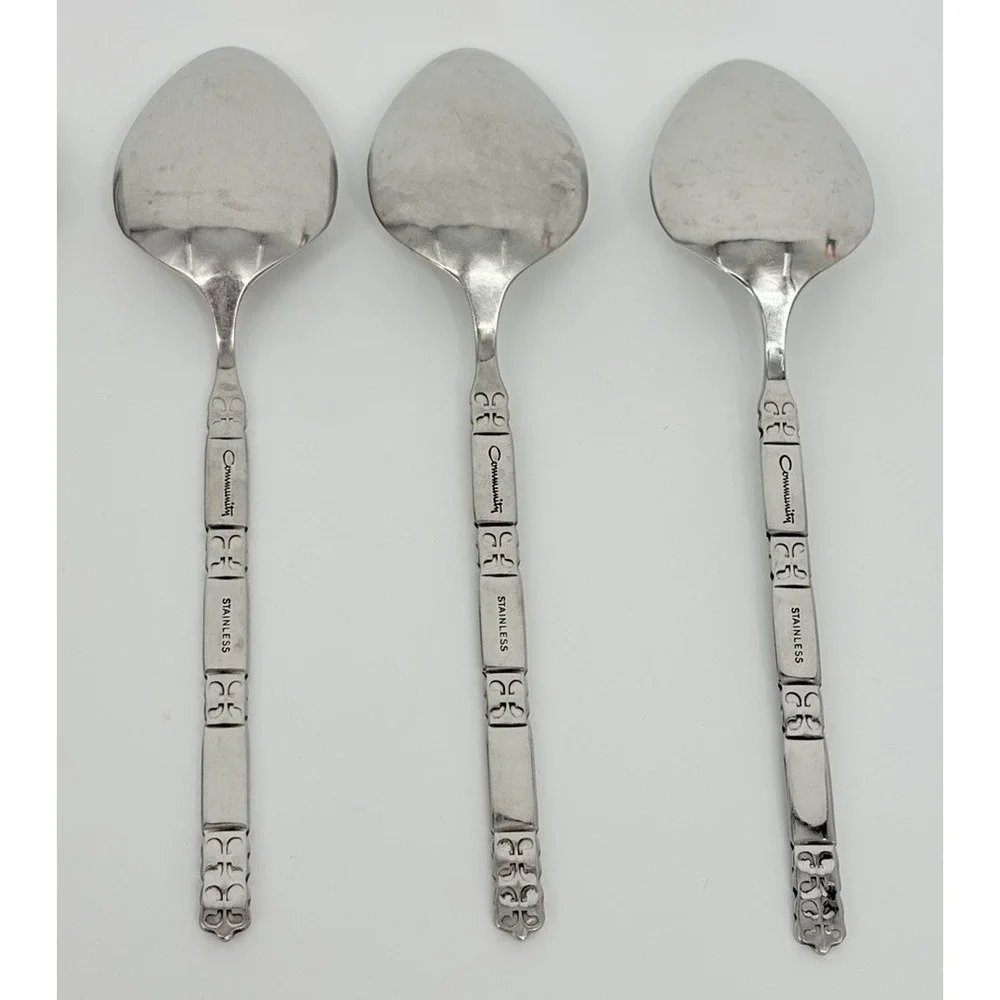 Oneida Community Madrid No Black Stainless Soup Spoons Set of 6 Vintage 6 7/8